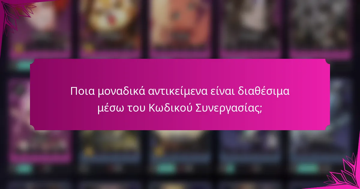 Ποια μοναδικά αντικείμενα είναι διαθέσιμα μέσω του Κωδικού Συνεργασίας;